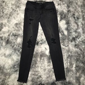 Black Distressed American Eagle Jeans (4Long)